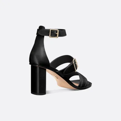Dior black thick heel high-heeled sandals