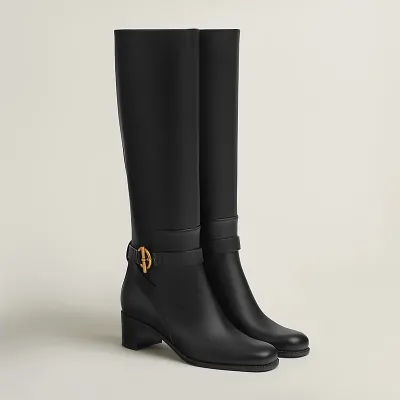 HERMES Justine Black Boots