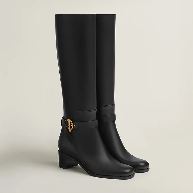 HERMES Justine Black Boots