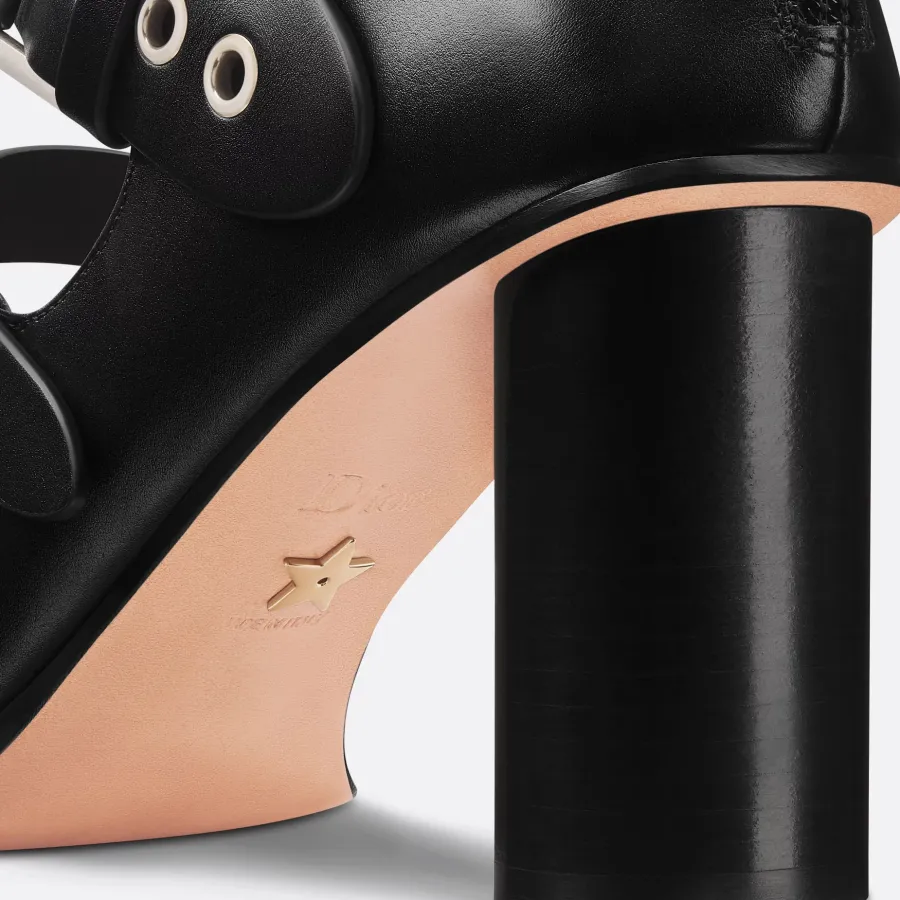 Dior black thick heel high-heeled sandals