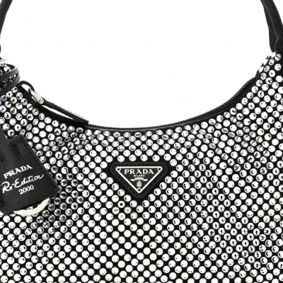 Prada Mini Re-Edition 2000 Bag Cristal Satin & Crystal Silver Hardware