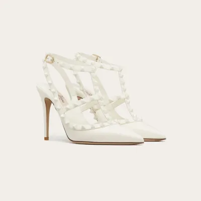 VALENTINO Rivet lace-up heels of the same color (heel height 10cm)