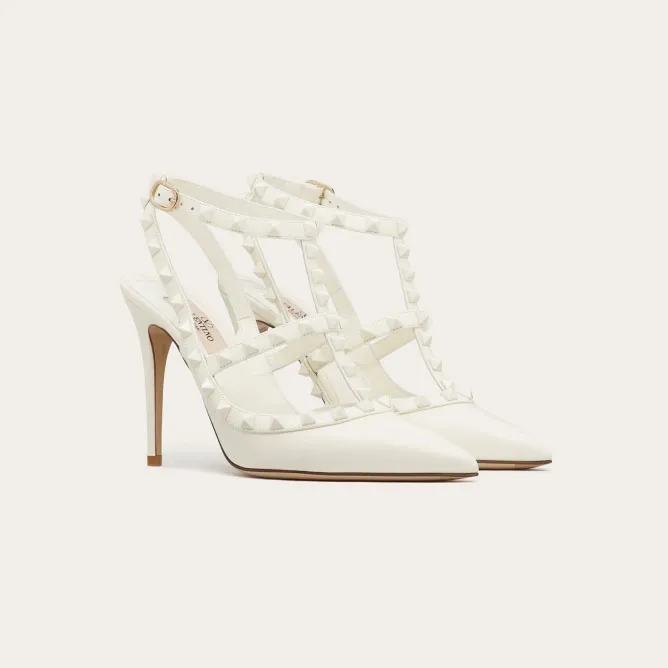 VALENTINO Rivet lace-up heels of the same color (heel height 10cm)