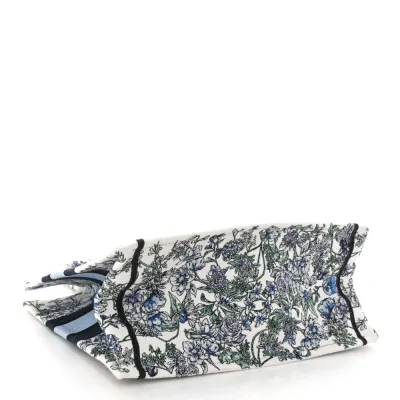 Dior Medium Flowers Book Tote Blue Multicolor Embroidered Canvas