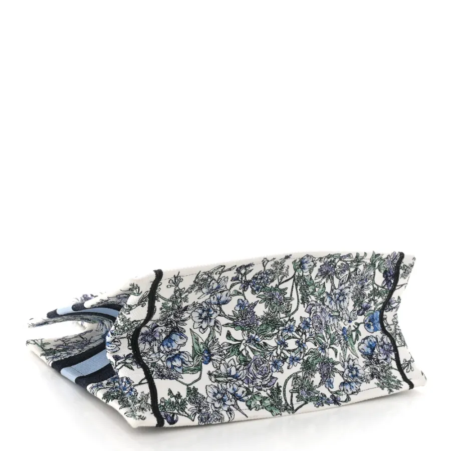 Dior Medium Flowers Book Tote Blue Multicolor Embroidered Canvas