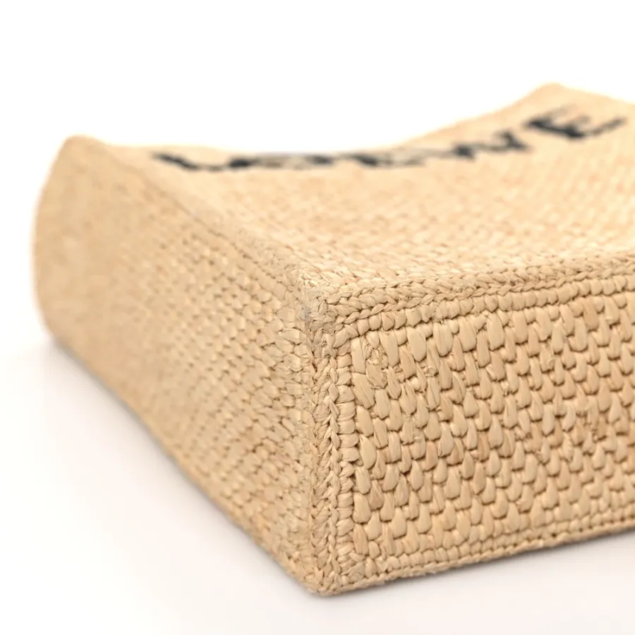 Loewe A5 Tote Bag Standard Small Natural/Black Raffia & Calfskin Leather