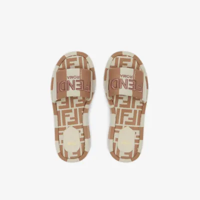 FENDI Beige canvas platform sandals slippers