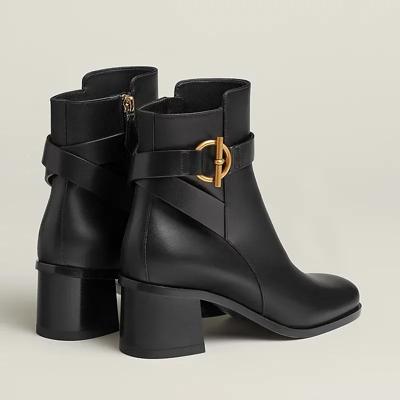 HERMES Jill Black ankle boots