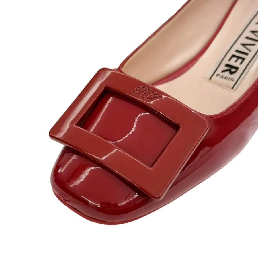 Roger Vivier U Look Ballerinas In Red Patent Leather With Lacquered Buckle (Heel Height 2.5cm)