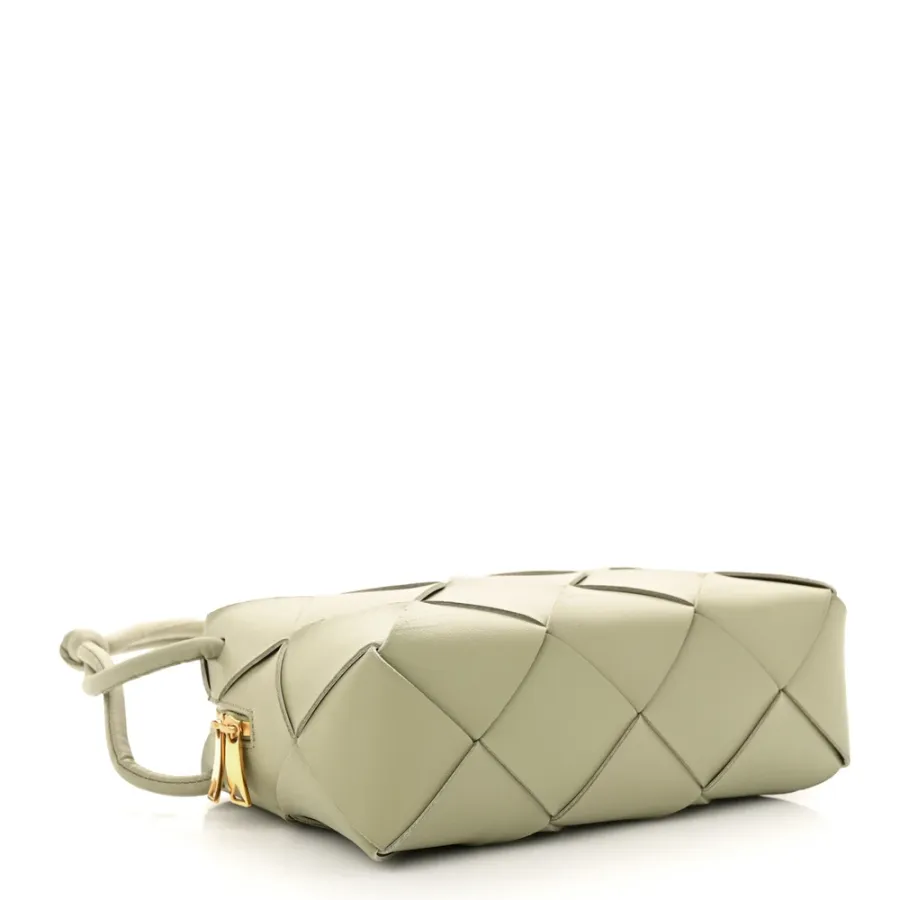 Bottega Veneta Maxi Intreccio Small Cassette Camera Bag Travertine Lambskin Leather