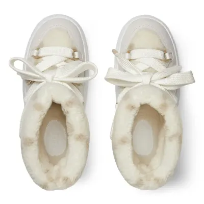 Gucci white platform woolen rolled edge women's ankle boots