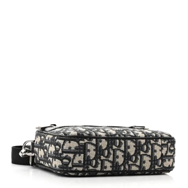 Dior Mini Safari Messenger Navy Blue Oblique Canvas Silver Hardware - Image 6