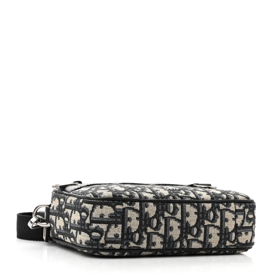 Dior Mini Safari Messenger Navy Blue Oblique Canvas Silver Hardware