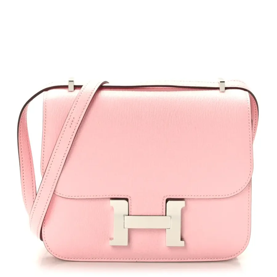 Hermès Constance 18 Rose Sakura Chèvre Mysore Leather Silver Hardware