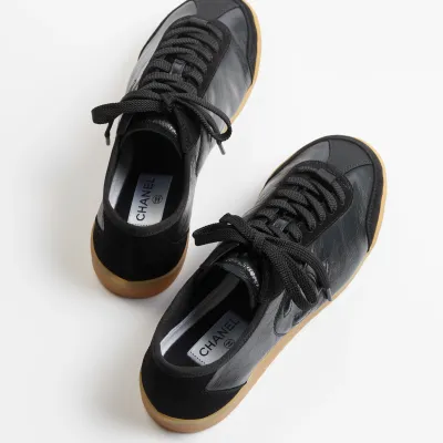 Black calfskin and suede Chanel Sneakers