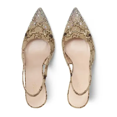 Gucci canvas pointed heels high heels shoes Rear lace up high heels