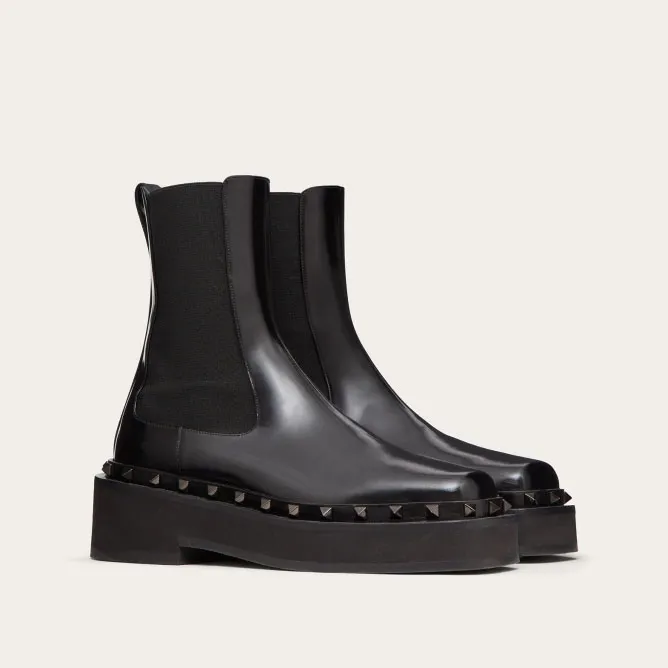 VALENTINO M-WAY ROCKSTUD Women's calf leather ankle boots (heel 5cm high)