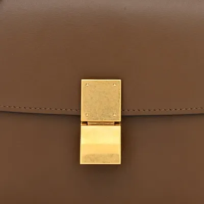 Celine Small Teen Classic Box Flap Bag Camel Box Calfskin Leather Gold Hardware