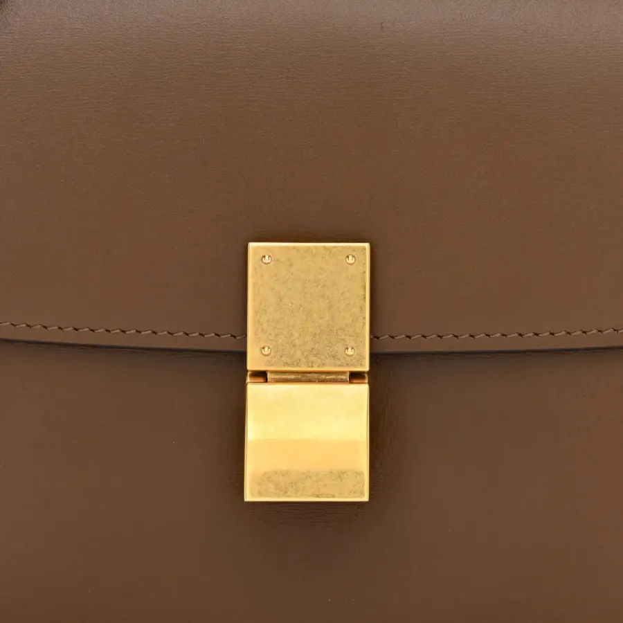 Celine Small Teen Classic Box Flap Bag Camel Box Calfskin Leather Gold Hardware