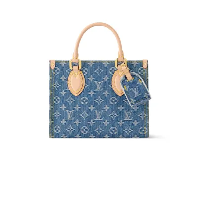 Louis Vuitton Onthego PM Monogram Denim Denim Blue Gold Hardware