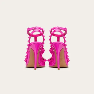 VALENTINO Patent leather lace-up rivet heels