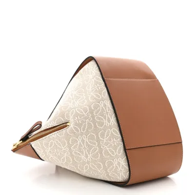 Loewe Anagram Hammock Shoulder Bag Small Ecru/Tan Calfskin Leather & Canvas Gold Hardware