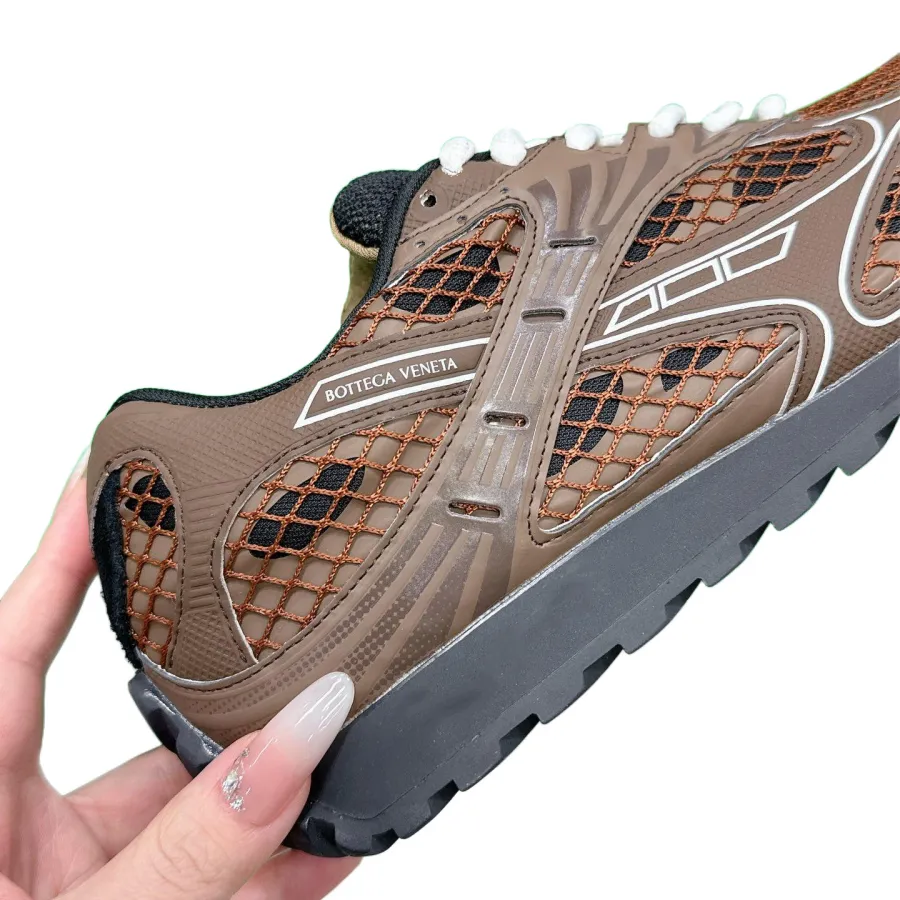 Bottega Veneta Orbit Sneakers In Brown Suede/Technical Fabric/Mesh Lace-Up Sneaker