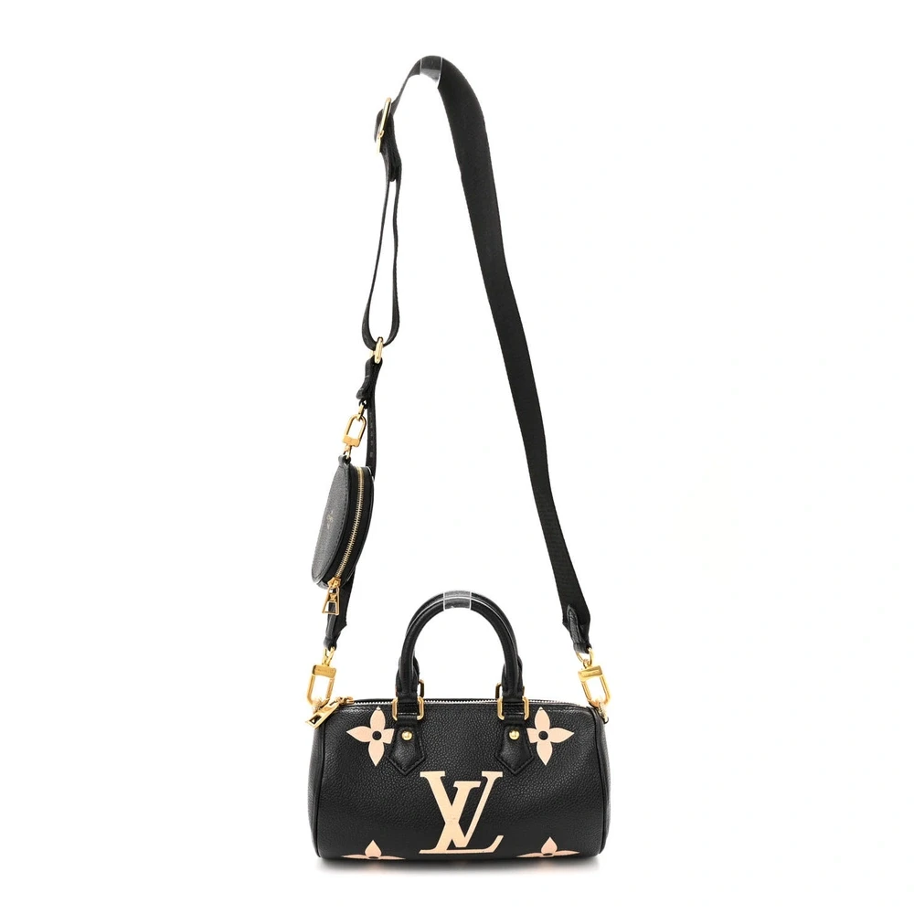 Louis Vuitton Papillon BB Preto/Bege Monograma Gigante Empreinte Couro Hardware Dourado