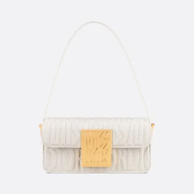 Dior Miss Dior Flap Bag In White Quilted Miss Dior Allover Calfskin With Gold Hardware