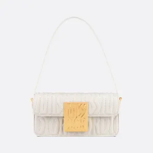 Dior Miss Dior Flap Bag In White Quilted Miss Dior Allover Calfskin With Gold Hardware