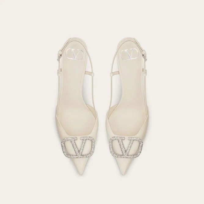 VALENTINO Calfskin heels with back trim (heel height 8cm)