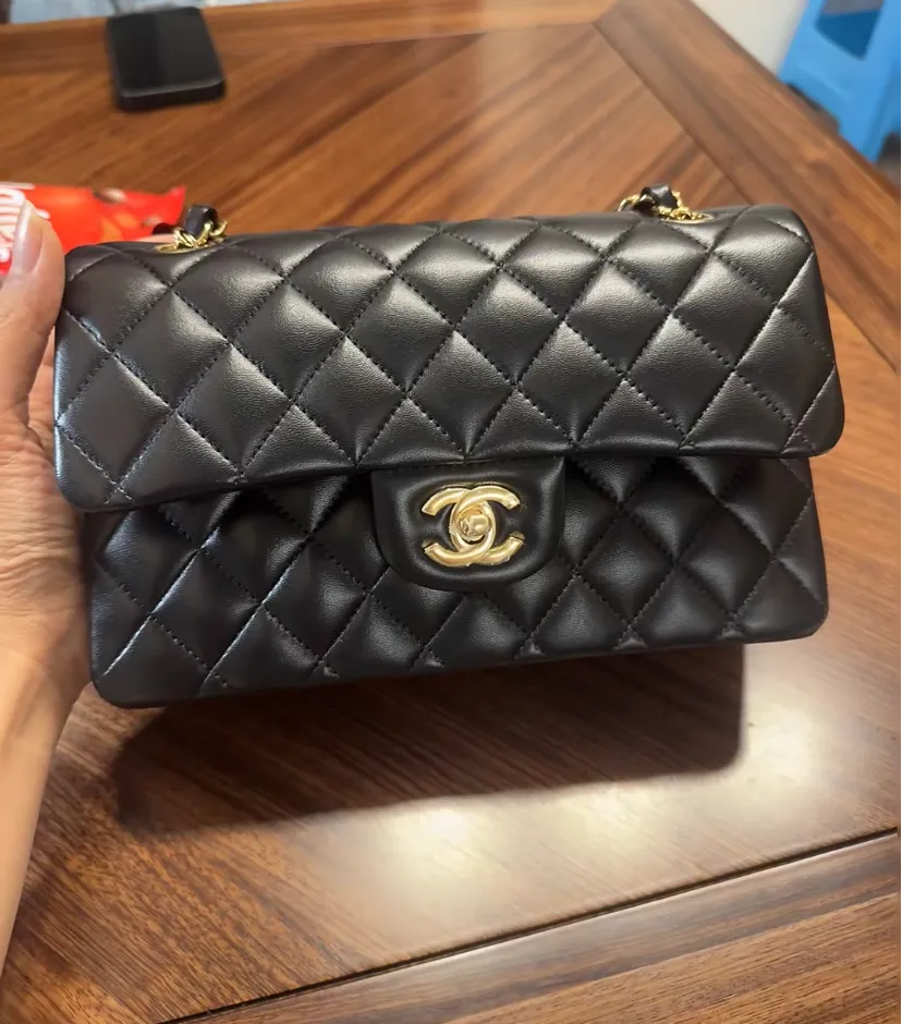 Grey Quilted Chanel Bag Quilted Lambskin Leather Crossbody Bags photo review