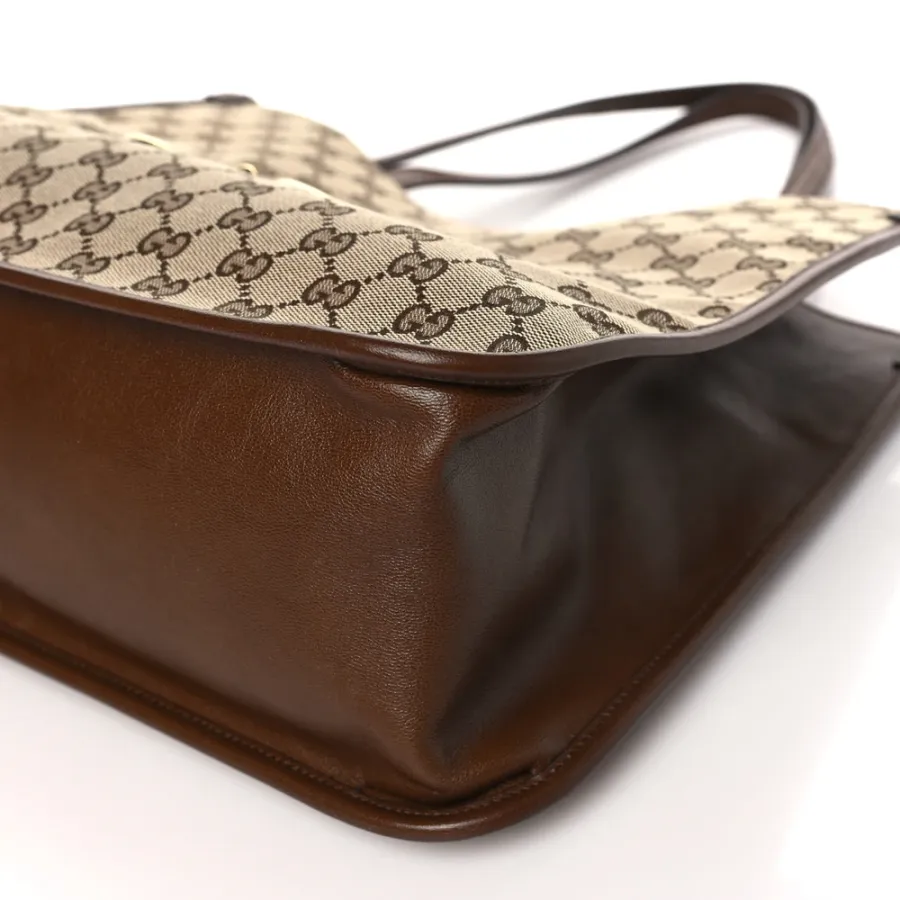 Gucci Horsebit 1955 Tote Bag Beige / Brown Sugar Monogram Canvas Light Brass Hardware