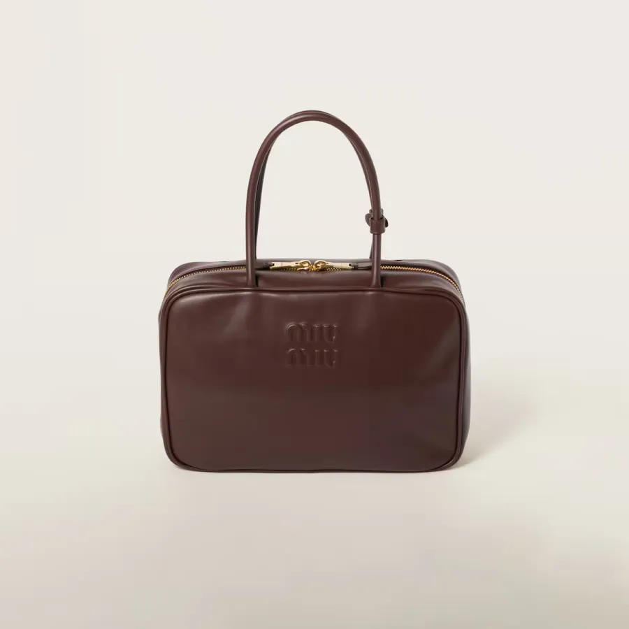 Miu Miu Beau Calfskin Leather Brown Top-Handle Bags