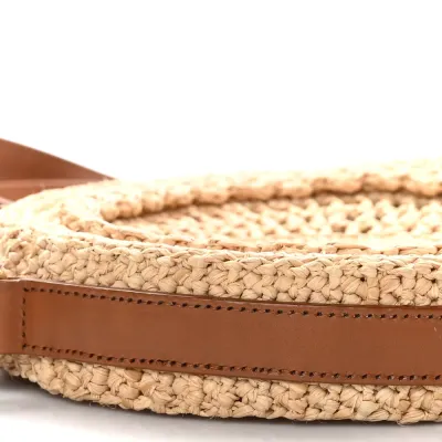 Saint Laurent Small Sac Round Bag Natural Raffia Aged Gold Hardware