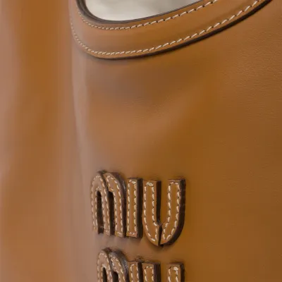 Miu Miu Calfskin Leather Brown Shoulder Bags