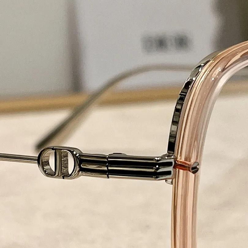 DIOR square transparent frame glasses misty rose/silver/tawny Size 58-15-145