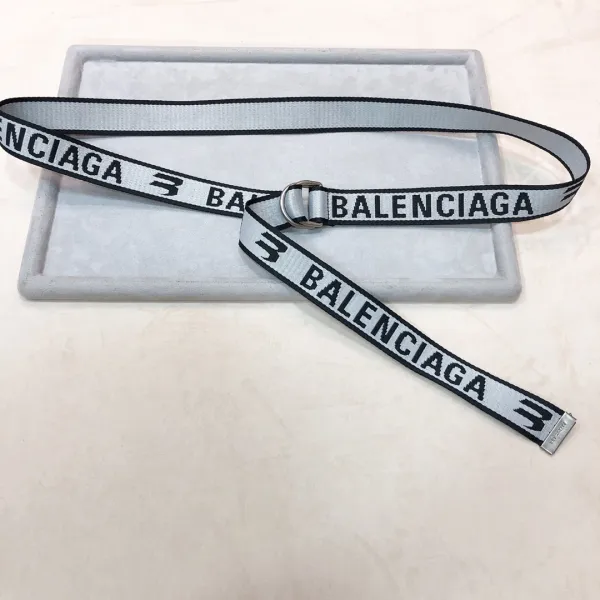 Balenciaga Men's D Ring Belt In Balenciaga Grey/Green Webbing With Silver Hardware 40mm - Image 4