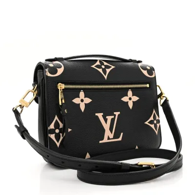 Louis Vuitton Pochette Metis PM Black/Beige Giant Monogram Empreinte Leather Brass Hardware