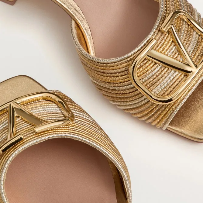 VALENTINO Metallic sandals (heel height 6cm)
