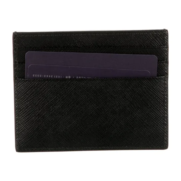 Prada Small Card Holder Nero Saffiano Lux Leather Incognito Hardware - Image 2