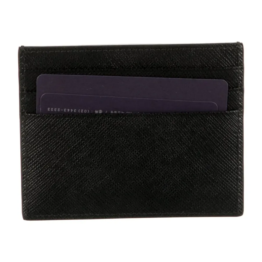 Prada Small Card Holder Nero Saffiano Lux Leather Incognito Hardware