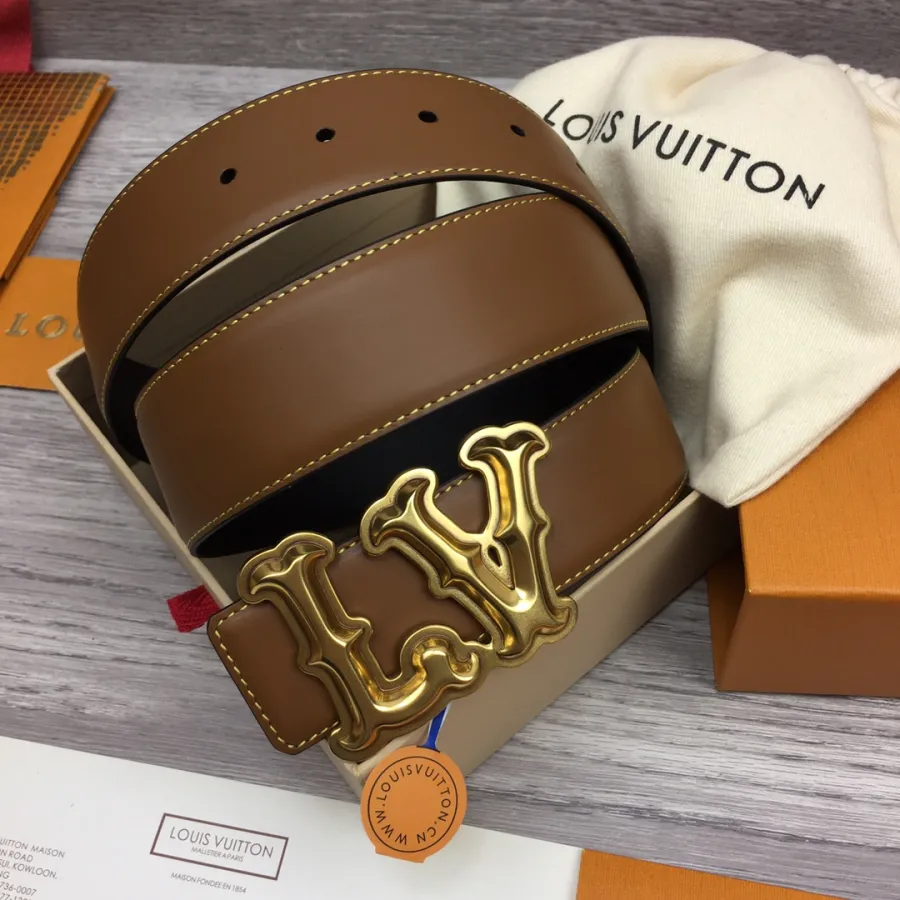 Louis Vuitton Men's LV Ranch Reversible Belt In Black/Brown Calfskin With Gold/Silver Hardware 40mm