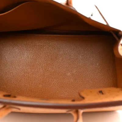 Hermès Birkin 30 Cognac Ostrich Leather Palladium Hardware
