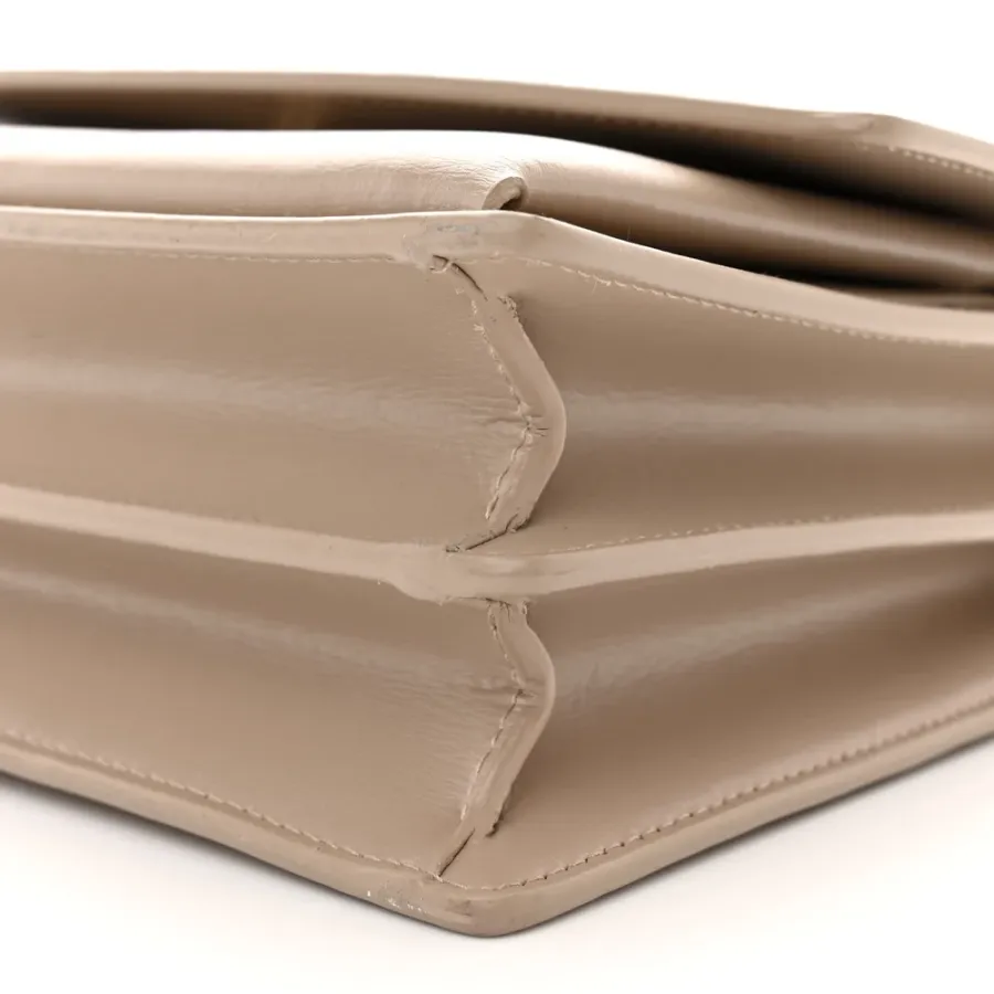 Saint Laurent Medium Sunset Dark Beige Monogram Calfskin Leather Aged Gold Hardware