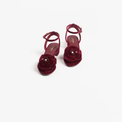 Chanel Wine red velvet sandals