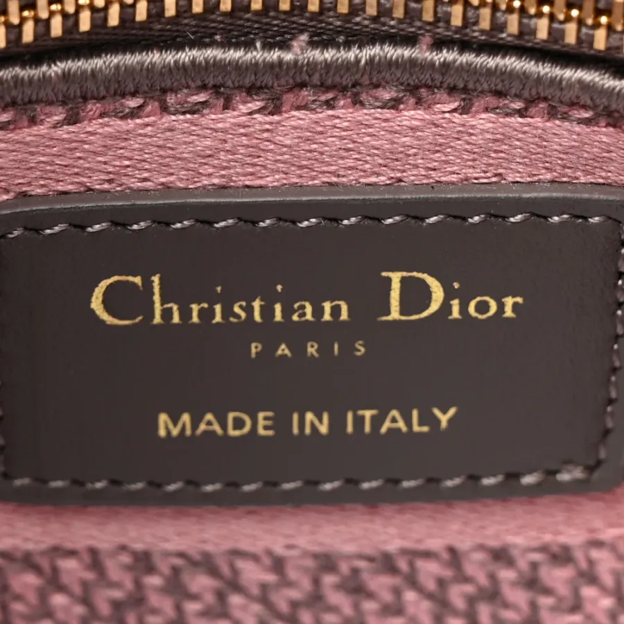 Dior Mini Toile De Jouy Lady D-Lite Grey/Pink Embroidered Canvas Gold Hardware