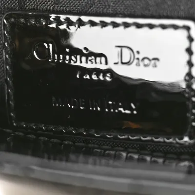Dior Mini Lady Dior Black Patent Cannage Calfskin Leather Gold Hardware