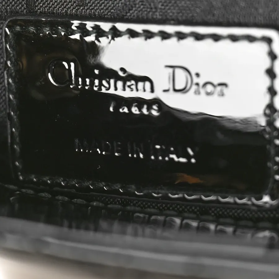 Dior Mini Lady Dior Black Patent Cannage Calfskin Leather Gold Hardware