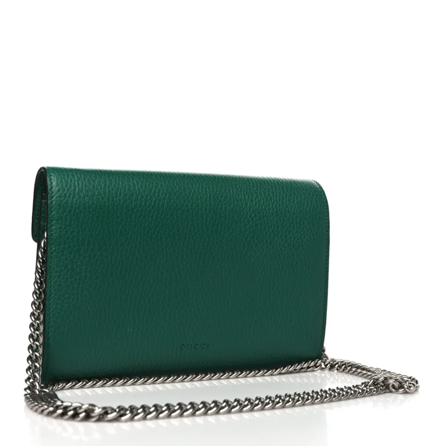 Gucci Mini Dionysus Chain Wallet Emerald Calfskin Leather Aged Silver Hardware